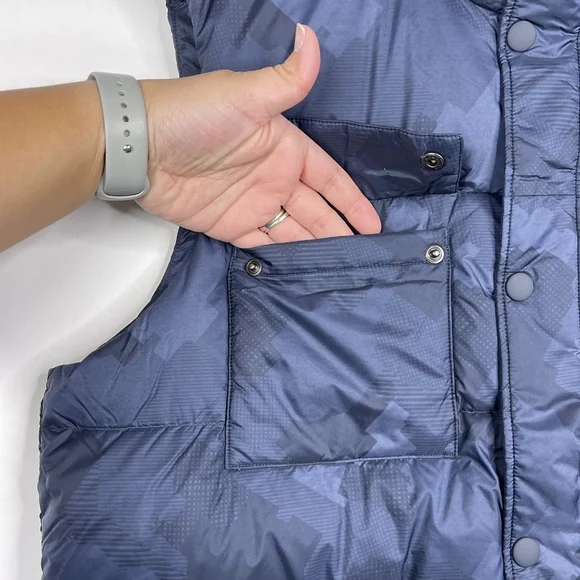 NWT prAna Red Slate Vest in Nautical Camo Large Navy Quilted Pockets #A1086 - Picture 6 of 16